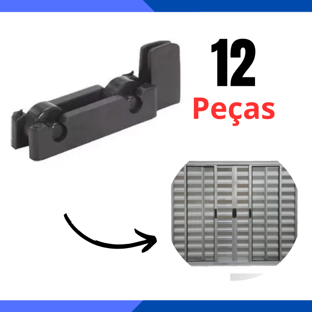 Roldana L-16 Sem Guia P/ Janelas Leves D Depositos C/ 12 Pçs