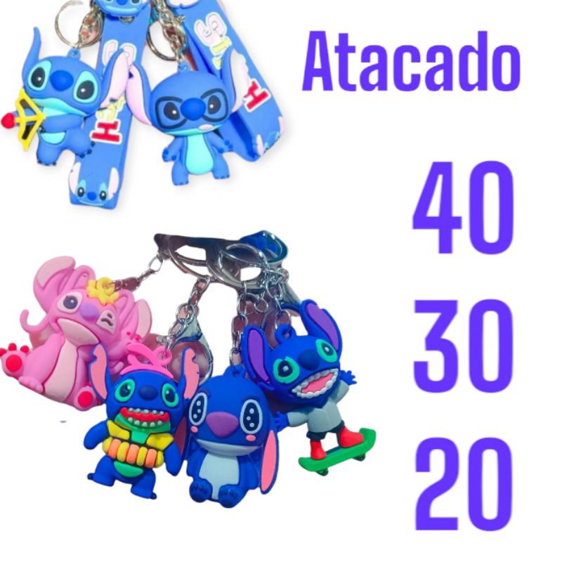 Kit  40 Chaveiro Stitch emborrachado 3D escolha a quantidade Atacado Barato em Oferta na Shopee