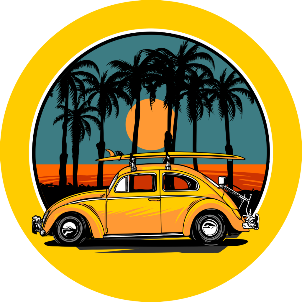 Fusca + Capa Painel de festa redondo 1.5m de diâmetro + Tecido Sublimado