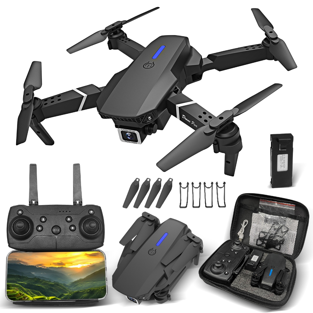 Mini Drone E88 Pro WIFI FPV Com Câmera RC Toy 4K Quadcopter Dobrável Em Ângulo HD