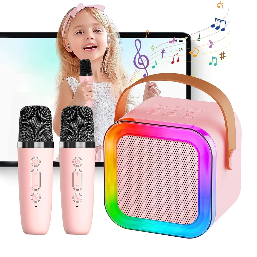 K12 Caixa de som sem fio com microfone Karaokê, Mini Alto-falante Bluetooth portátil 1/2 Mic