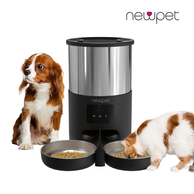 Newpet 5L Alimentador Pet Automático Inteligente Double Bowls WIFI APP Controle Remoto Para O Cão Gato