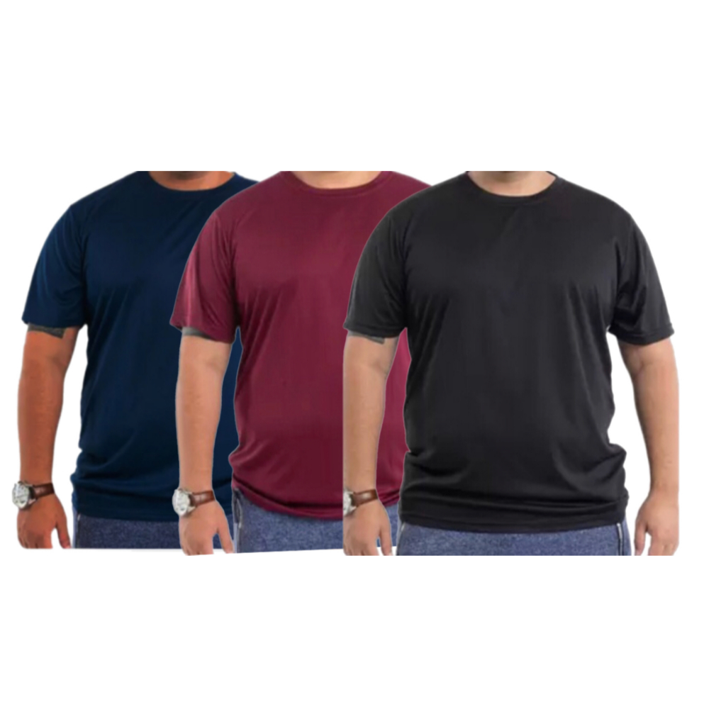 Kit 3 CAMISETAS PLU SIZE(g1g2g3) DryFit Masculina - Treino Academia Esportes Exercícios Corrida