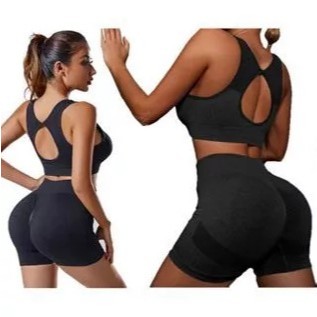 Conjunto Academia Feminino Top Bojo + Short Legging Fitness Roupa Levanta Bumbum