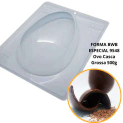 1~4 Forma BWB Com Silicone (3 partes) Para Chocolate Cód. 9548 - Ovo Casca Grossa 500g. Páscoa (CHOCO)