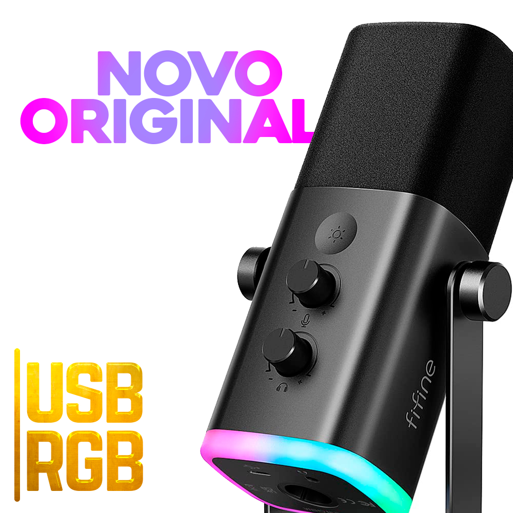 Era dos Microfones dinâmico USB/XLR com botão de toque de mudo, conector de fone de ouvido, Modelo: AM8