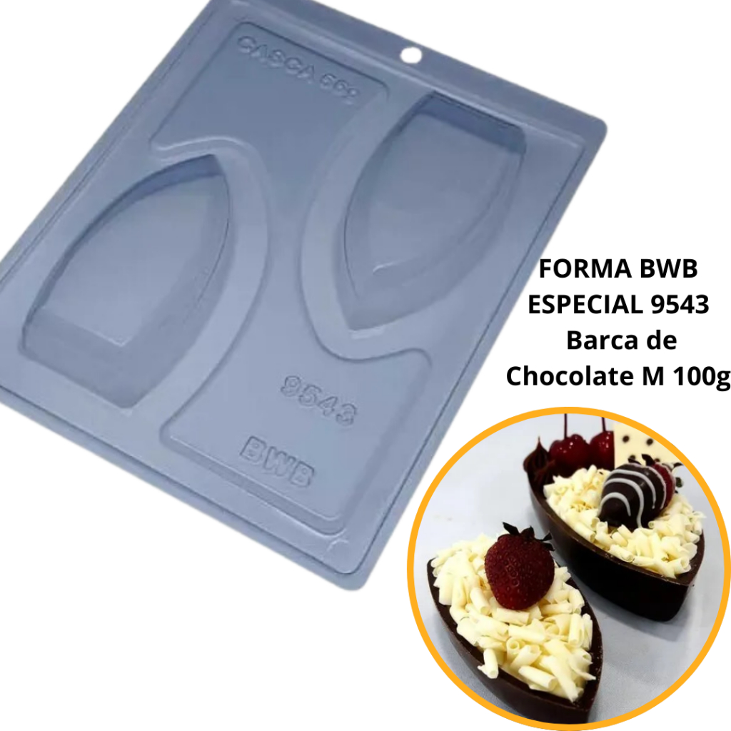 1~4 forma silicone bwb p/chocolate (3partes) cod 9543 - Barca de Chocolate M 100g (CHOCO) em Oferta na Shopee