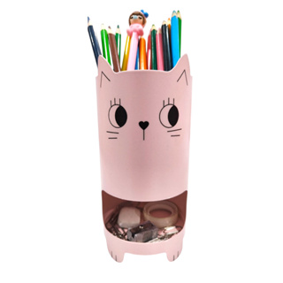 Porta Caneta Lápis Tesoura Clips Organizador De Caneta Porta Pincel Em Aço Torre Gata Mimi em Oferta na Shopee