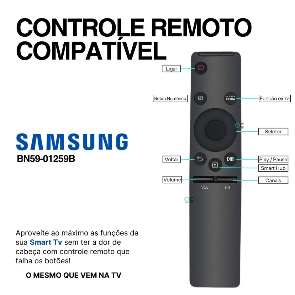Controle Remoto para Tv Samsung 4k COD BN59-01259B em Oferta na Shopee