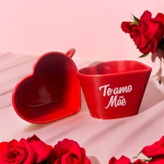 Kit 70 xicaras coração te amo mãe vermelha - cantinho do café fofo, mães em Oferta na Shopee