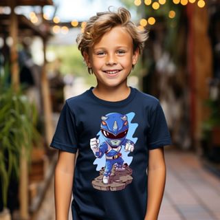 Camiseta Básica Infantil Power Rangers Azul Personagens Desenho Animado em Oferta na Shopee