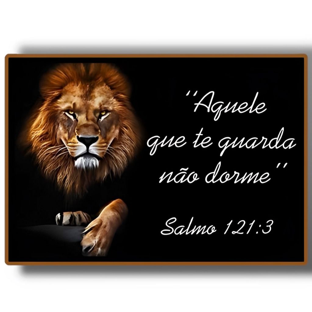 Quadro Decorativo Grande Sala Quarto Leão De Judá Salmo 121:3 Frase Da Bíblia em Oferta na Shopee