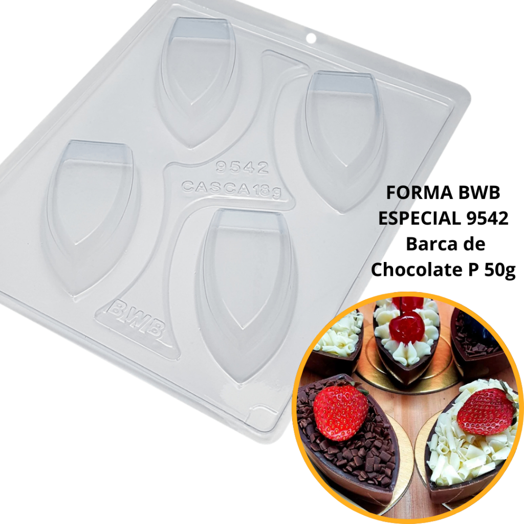 1~4 forma silicone bwb p/chocolate (3partes) cod 9542 - Barca de Chocolate P 50g (CHOCO) em Oferta na Shopee