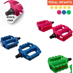Pedal bicicleta infantil colorido rosa ou azul nylon c/esfera rosca fina