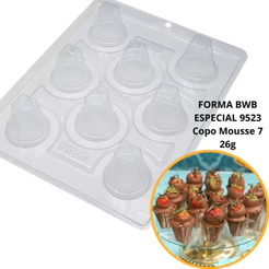 1~4 forma bwb com silicone (3 partes) para chocolate cod 9523 - Copo Mousse 7 26g (CHOCO)
