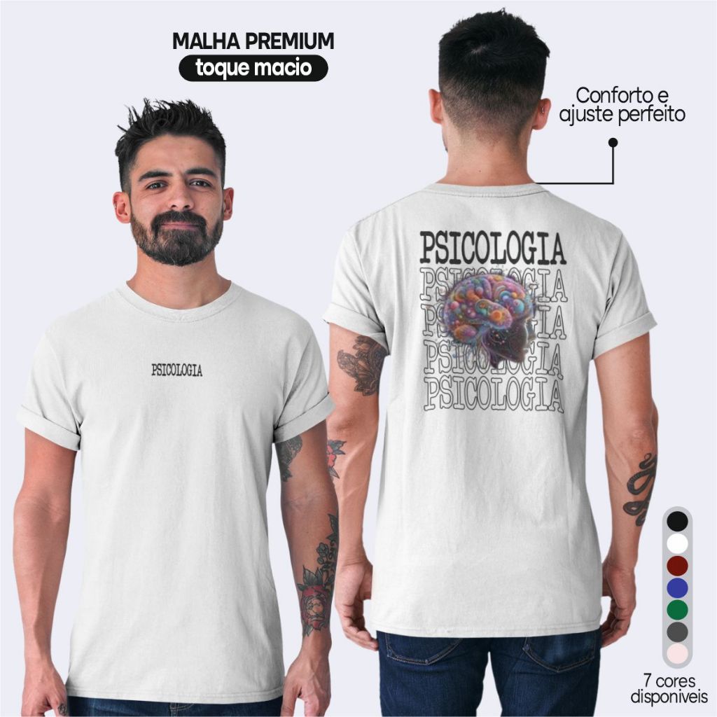 Camiseta Psicologia Camisa Curso Psicologia T Shirt 100% Algodão Premium