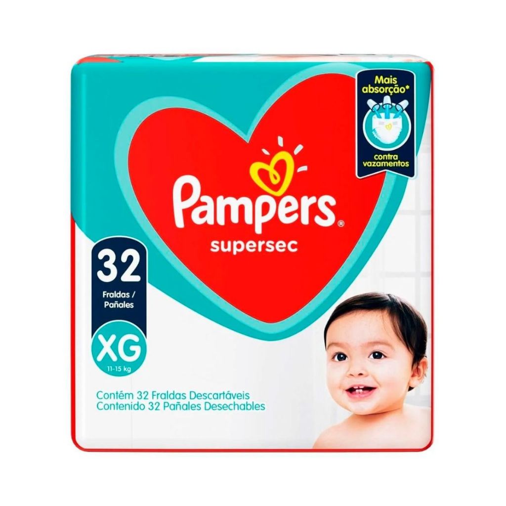 Fralda Pampers Supersec XG Com 32 Unidades em Oferta na Shopee