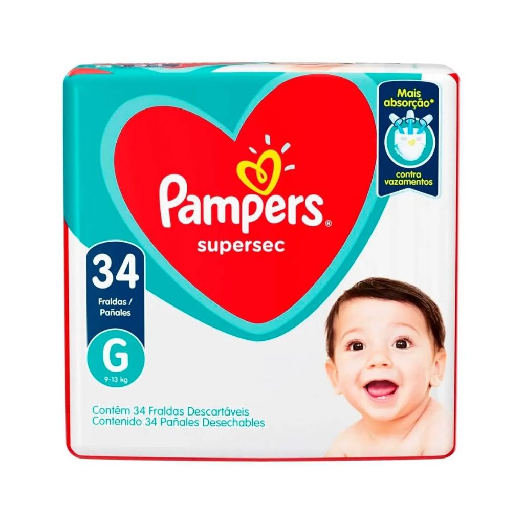 Fralda Pampers Supersec G Com 34 Unidades