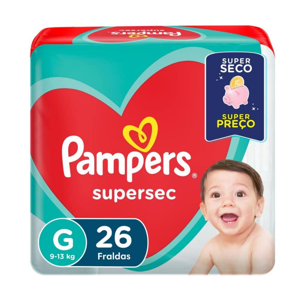 Fralda Infantil Pampers Supersec G Com 26 Unidades em Oferta na Shopee