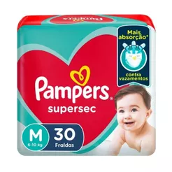 Fralda Infantil Pampers Supersec M Com 30 Unidades