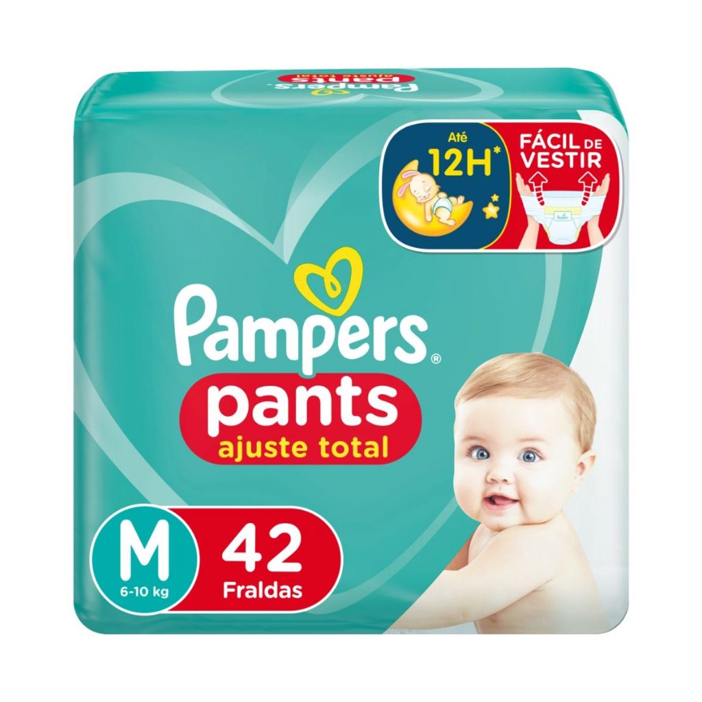 Fralda Infantil Pampers Pants Ajuste Total M Com 42 Unidades