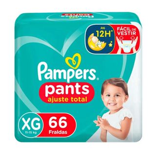 Fralda Infantil Pampers Pants Ajuste Total XG Com 66 Unidades em Oferta na Shopee