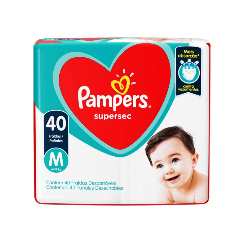 Fralda Pampers Supersec M Com 40 Unidades em Oferta na Shopee