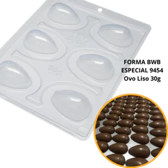 1~4 Forma BWB Com Silicone (3 partes) Para Chocolate Cód. 9454 - Ovo Liso 30g 30g. Páscoa (CHOCO)