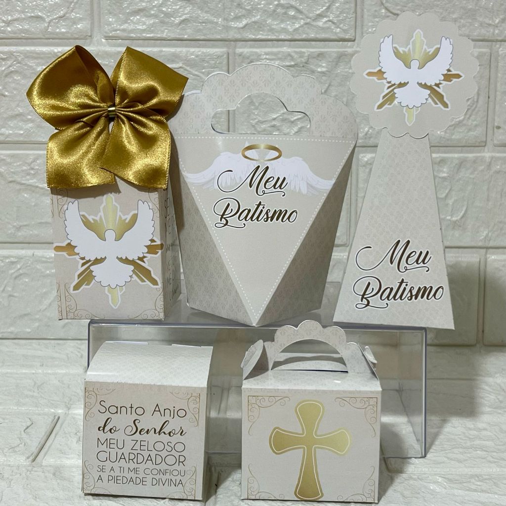 Kit Festa Personalizada BATIZADO - Caixinhas Personalizadas - Aniversário - Lembrancinhas (PAPEL FOTOGRÁFICO 180G)