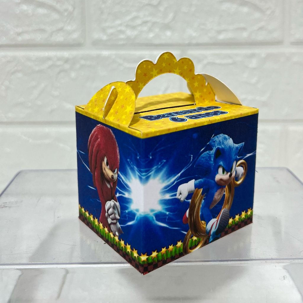 Caixa LANCHINHO Personalizada SONIC Modelo 2 - Caixinhas Personalizadas - Aniversário - Lembrancinhas (PAPEL FOTOGRÁFICO