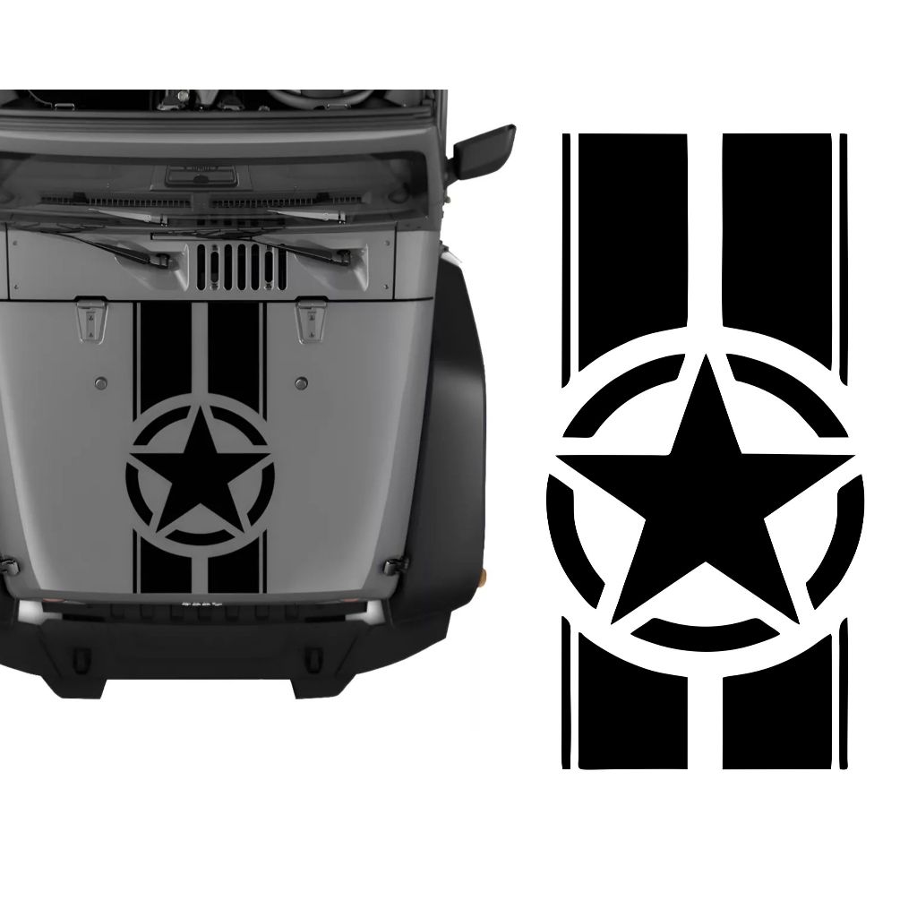 Faixa Dupla Adesivo Para Capo Jeep Renegade Com Estrela Off Road 4x4 Army Estrela Justiceiro Militar Personalizado JP3