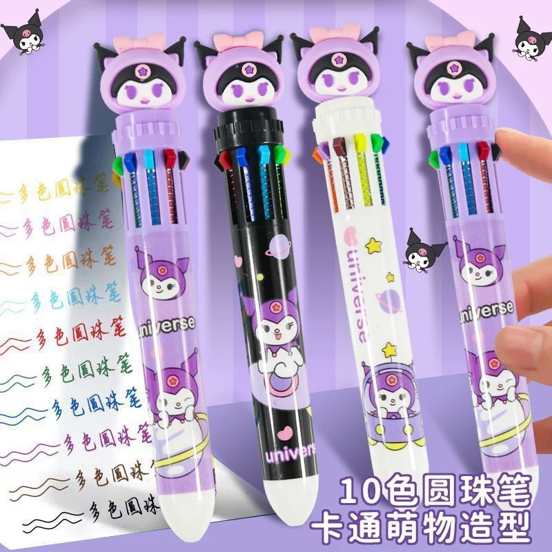 Caneta 10 em 1 Hello Kitty - Kuromi 10 cores diferentes esferográfica multicolorida papelaria/escritório/escola em Oferta na Shopee