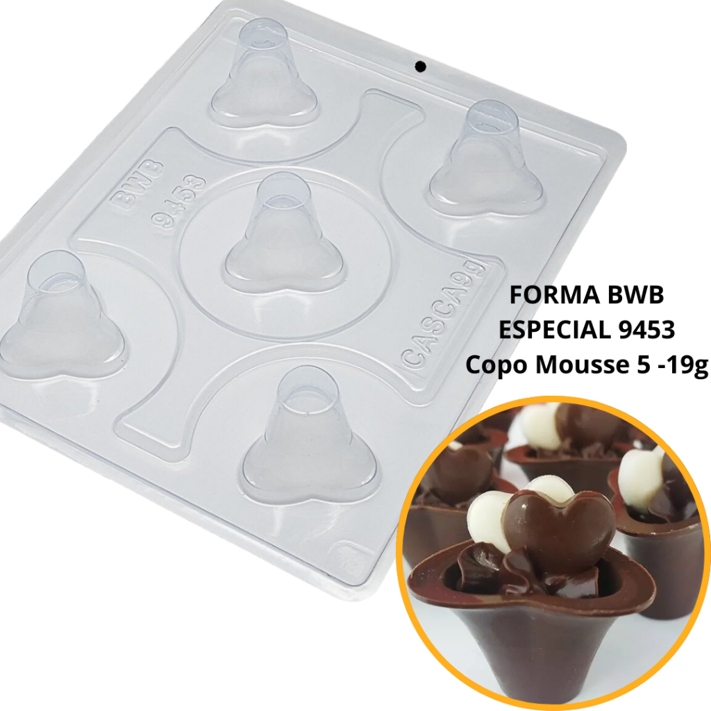 1~4 forma bwb com silicone (3 partes) para chocolate cod 9453 - Copo Mousse 5 -19g (CHOCO) em Oferta na Shopee