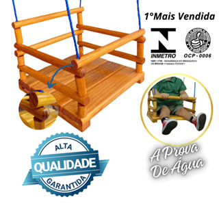 Cadeirinha Balanço de Madeira Infantil Suspenso Com Corda Certificado pelo Inmetro em Oferta na Shopee