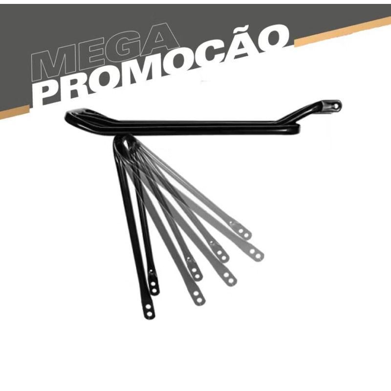 Bagageiro garupa bike tubolar reta reforçada motorizada bag preta