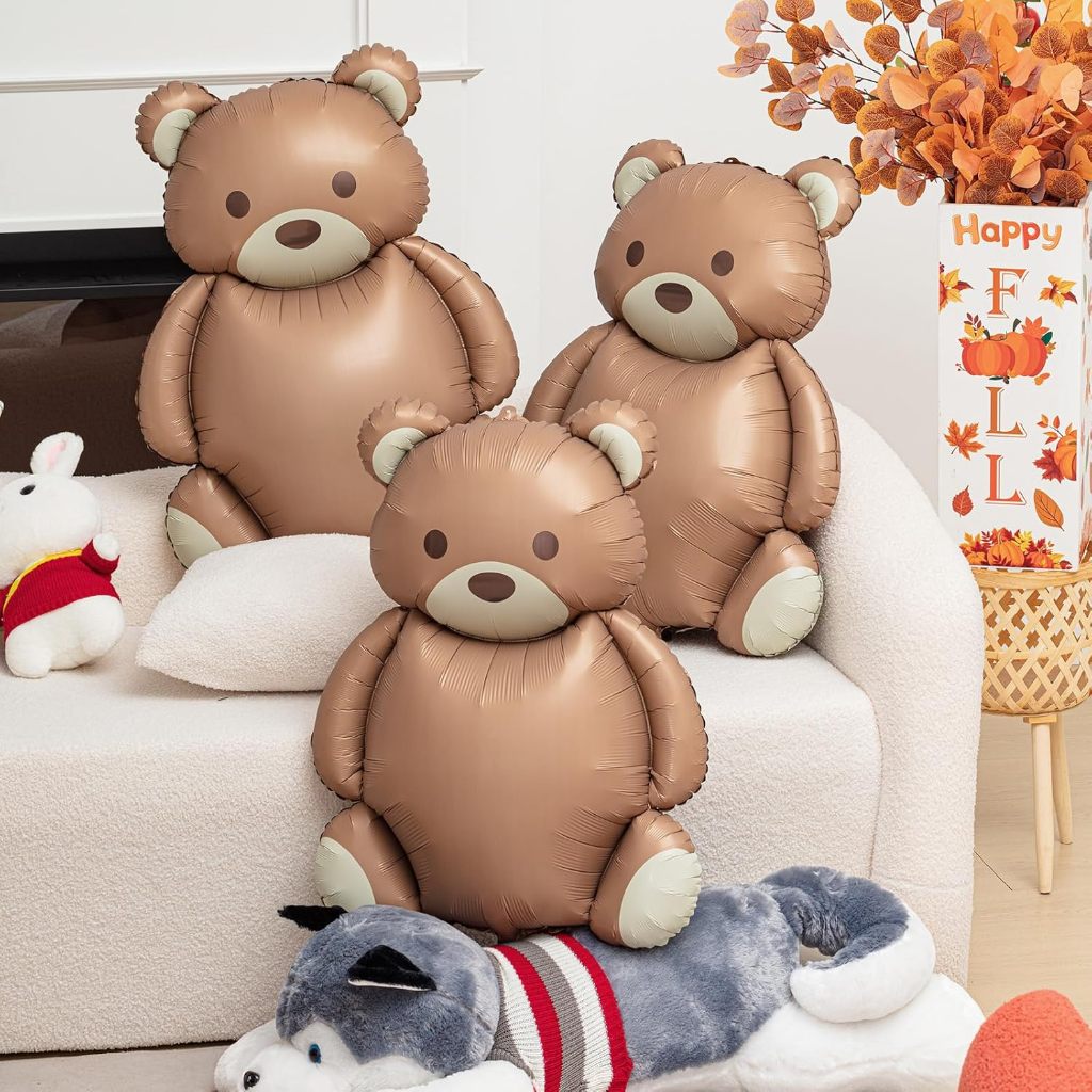 5 Balão Urso Bear Metalizado 75cm Festa Decoração Floresta Chá Bebê C90804 em Oferta na Shopee