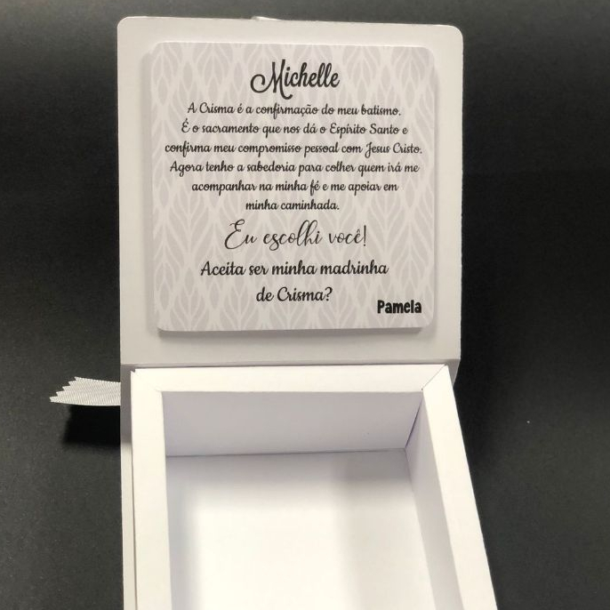 CAIXINHA CONVITE MADRINHA PADRINHO CRISMA UNISSEX em Oferta na Shopee