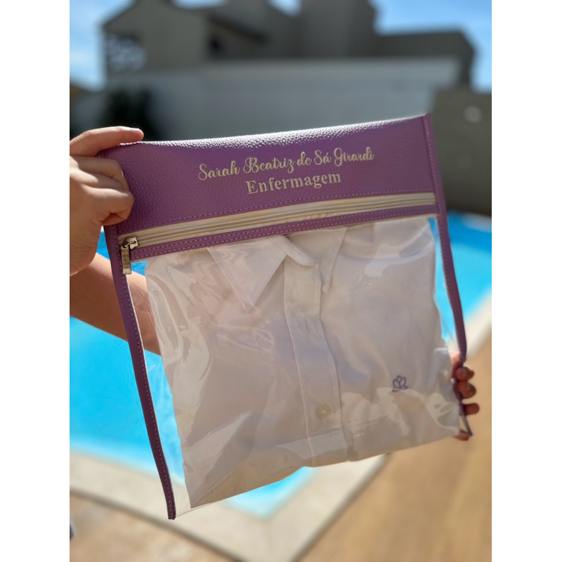 Porta jaleco personalizado somente nome saquinho organizador viagem maternidade faculdade em Oferta na Shopee