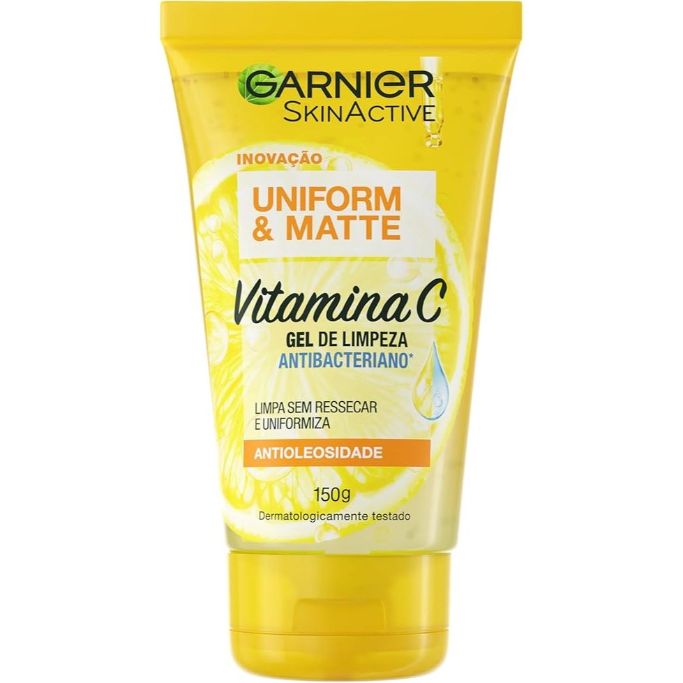 Skinactive Gel de Limpeza Facial Antibacteriano Garnier Uniform & Matte Vitamina C 150g