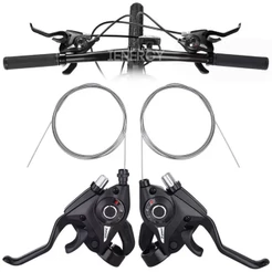 KIT ALAVANCA CÂMBIO RAPID FIRE 21V 3X7 MANETE ALUMÍNIO INTEGRADA V-BRAKE DISCO INDEX BIKE MTB
