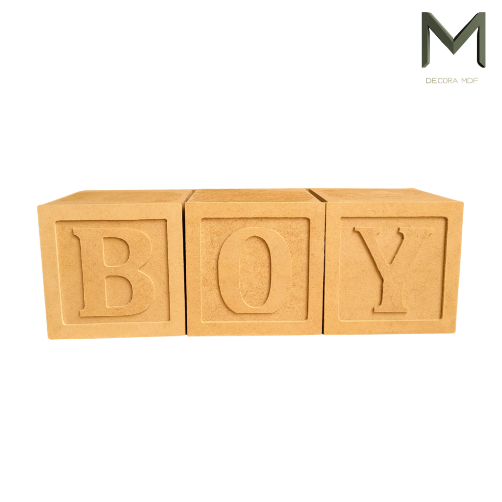 Cubo Boy Em MDF Para Festas E Decorações Decorativo Festas Revelação Lembraças 3 Peças Chá Revelação