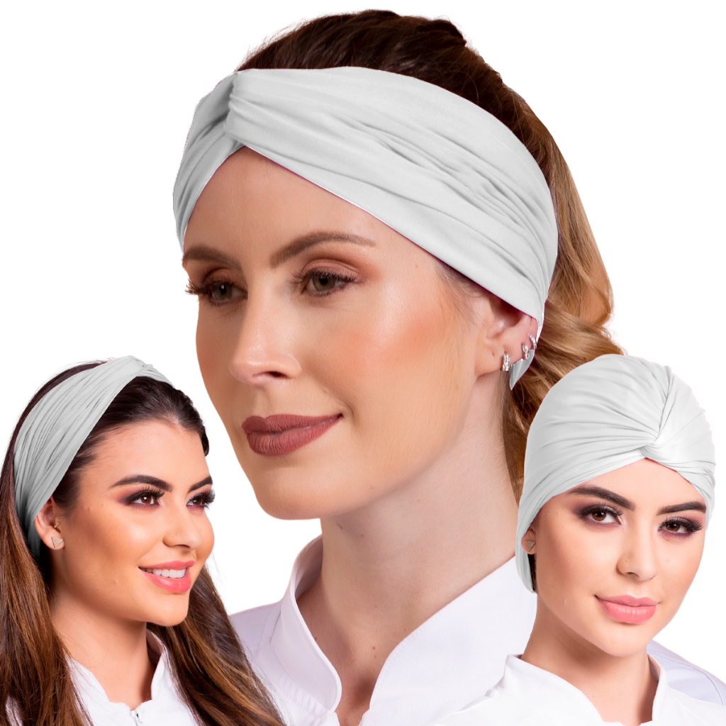 Touca Profissional De Saude E Cozinha Turbante Faixa 2 Em 1 em Oferta na Shopee