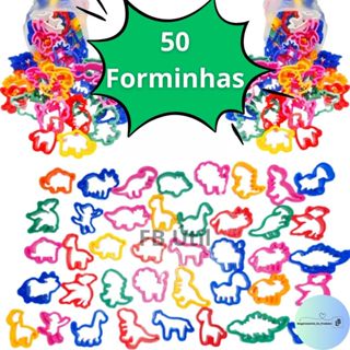 Kit 50 Cortador de Massinha Forminha Neon Molde Modelar Dinossauro Safari Lembrancinha Aniversario Prenda em Oferta na Shopee