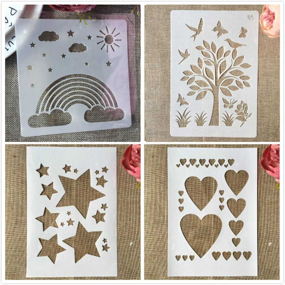 4 Stencil Nuvem Estrelas Coração 20cm Cada Molde em Oferta na Shopee
