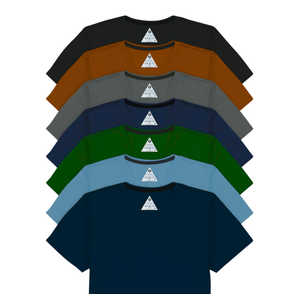 Kit 5 Camiseta Básica Masculina Gola V Algodão Prêmium Lindas Cores Promoção em Oferta na Shopee