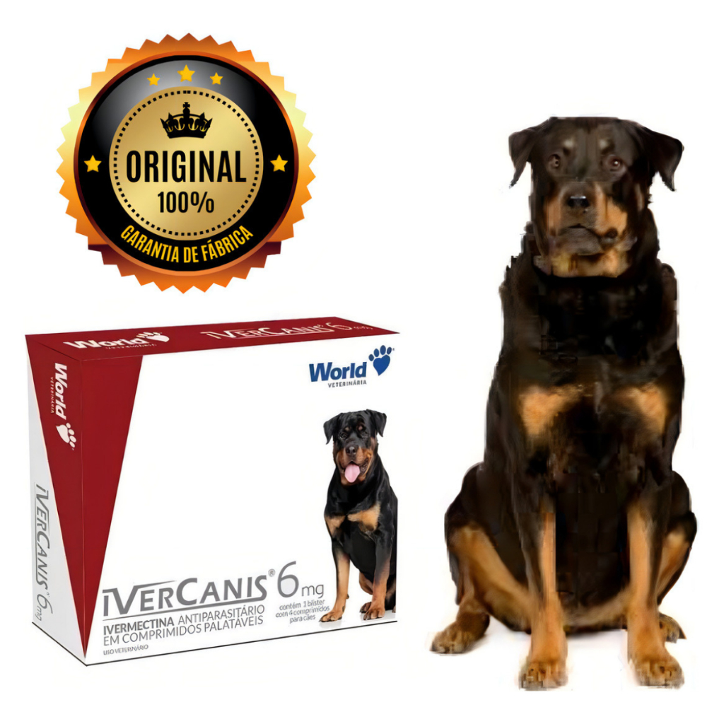 antiparasitário 6mg World Ivercanis contra pulgas carrapatos anti pulgas carrapatos para cão de 15kg a 30kg 4 cps