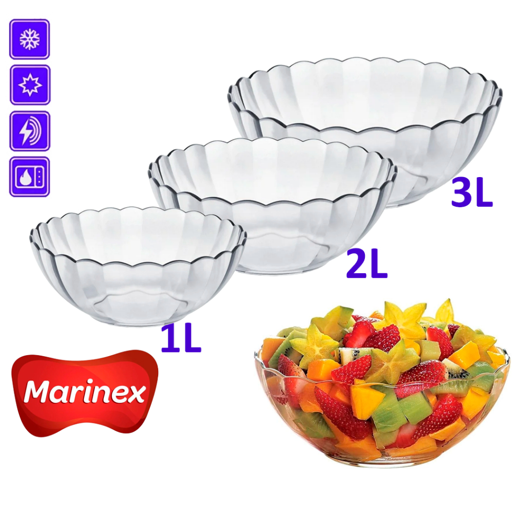 Jogo Kit Tigela Bella Saladeira Vidro Astral Cristal Transparente Conjunto Marinex Buffet Refeição