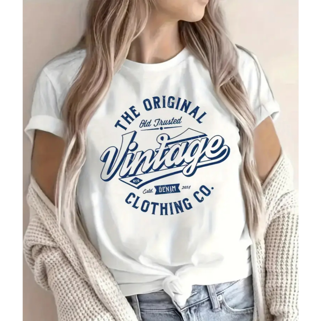 T shirt Feminina Estampada Vintage em Oferta na Shopee