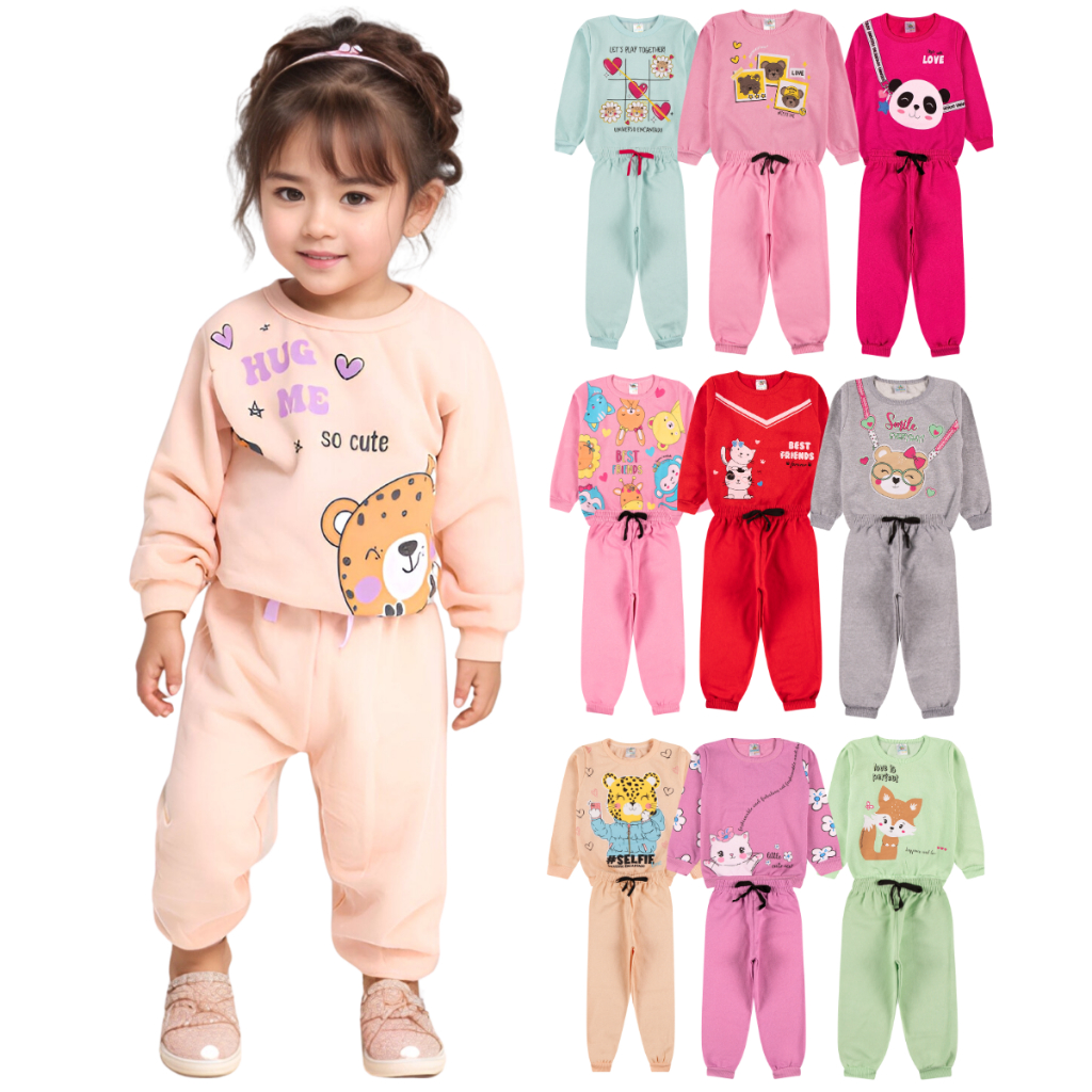 Kit Sortido 12 Peças Moletom Roupa De Bebê Menina Infantil Inverno Ou 2 Peças Moletom Roupa Conjunto Frio