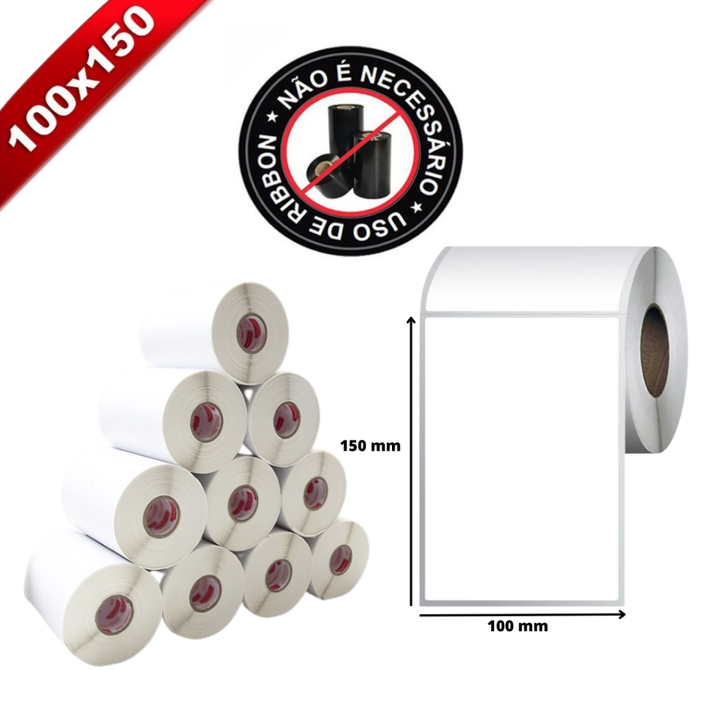 Cx. 12 Rolos 10x15 Cm | Térmica Adesiva Serrilha | Não Usa Ribbon Para E-Commerce | 2.400 Etiquetas